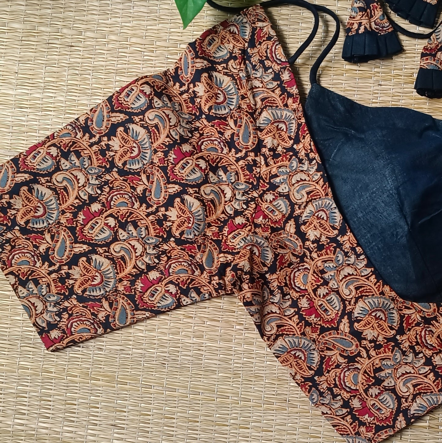 Black Masaba Neck Kalamkari Blouse