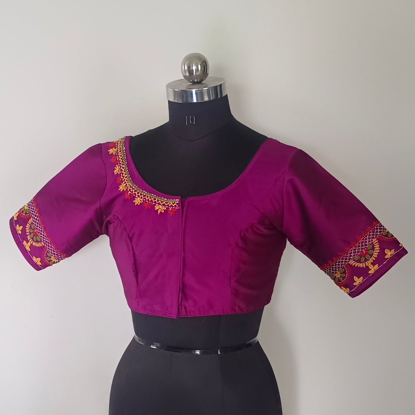 Magenta hand embroidery blouse