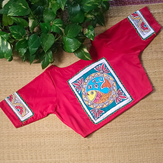 Red hand painted Blouse