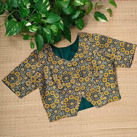 Bottle Green Ajrak long blouse