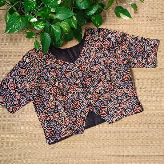 Black ajrak long blouse