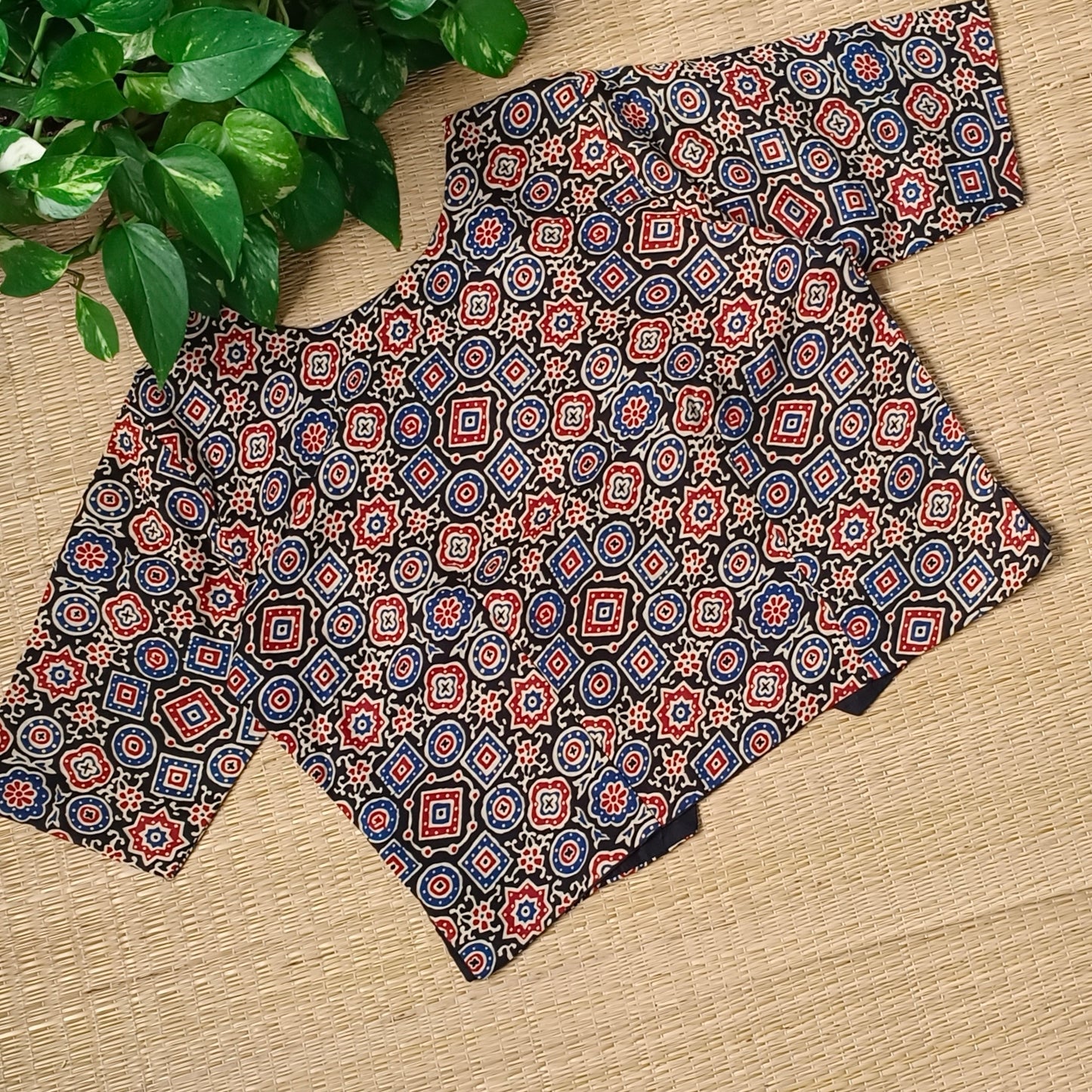 Black ajrak long blouse