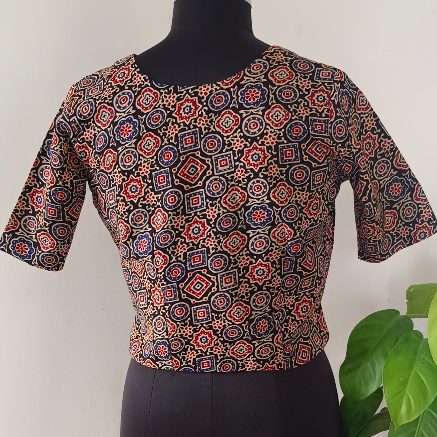 Black ajrak long blouse