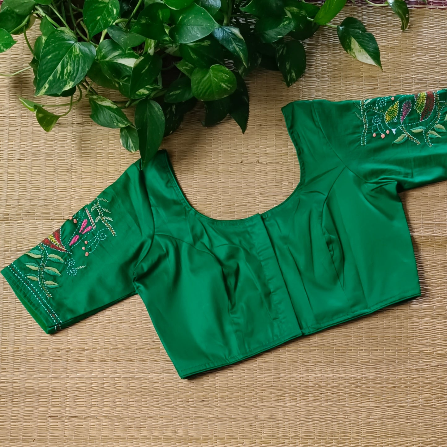 Light green katha work blouse
