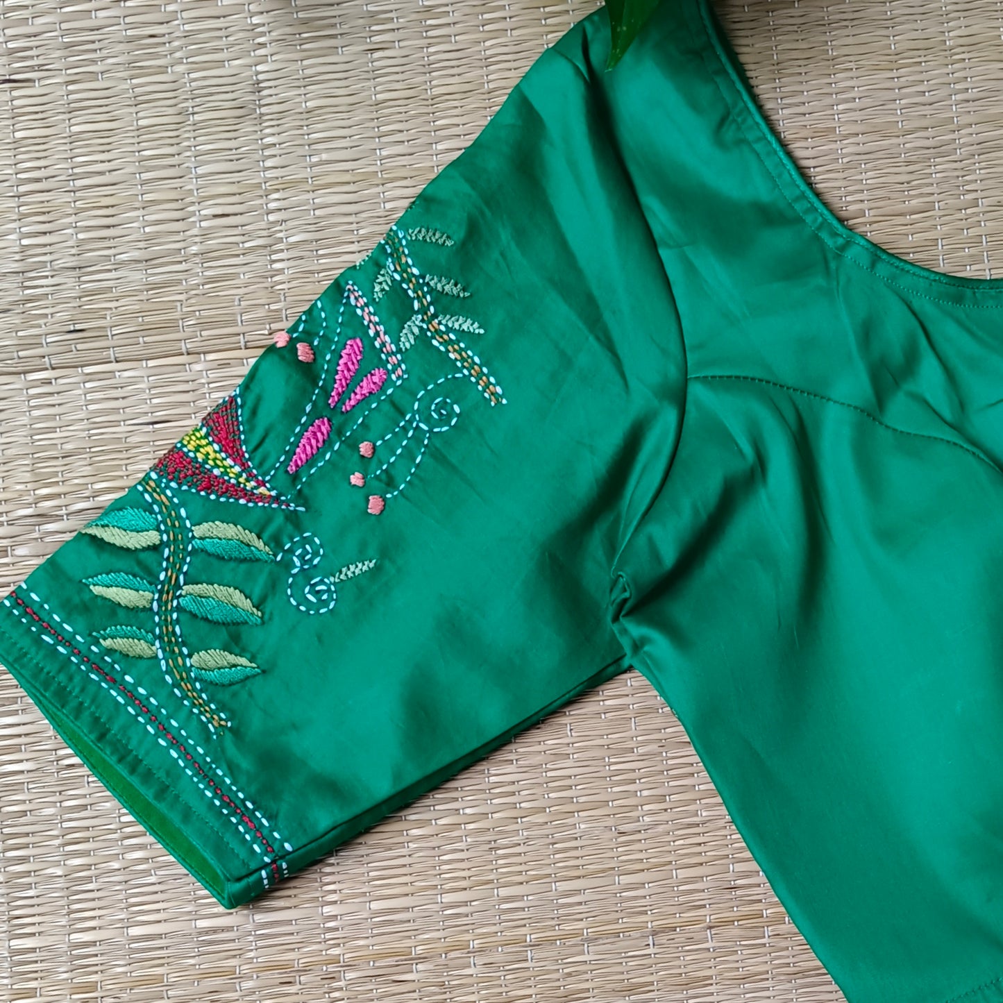Light green katha work blouse