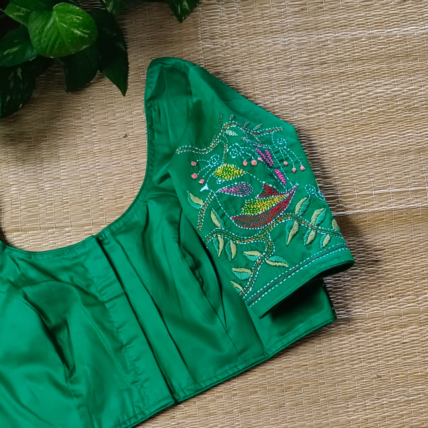 Light green katha work blouse