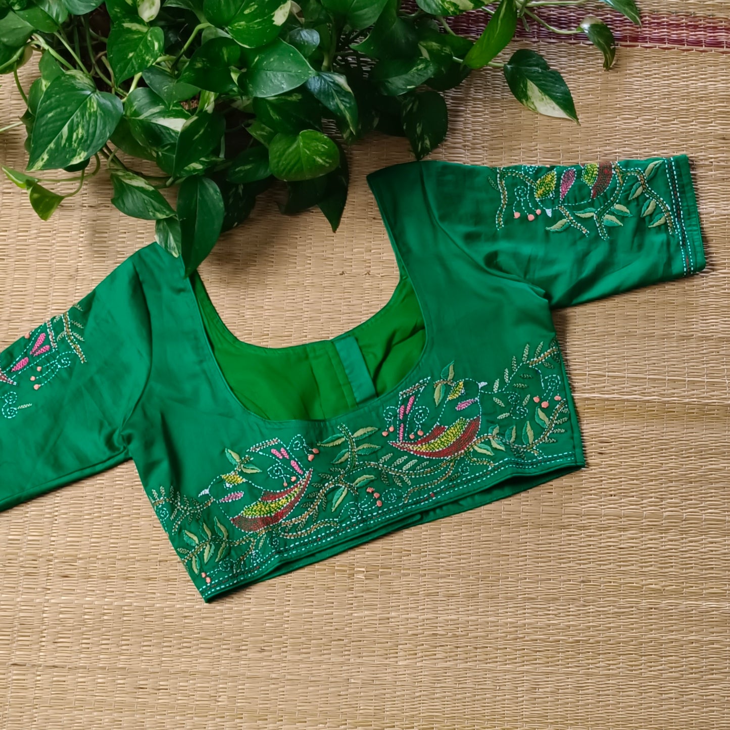 Light green katha work blouse