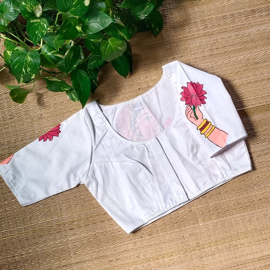 White hand painted Blouse