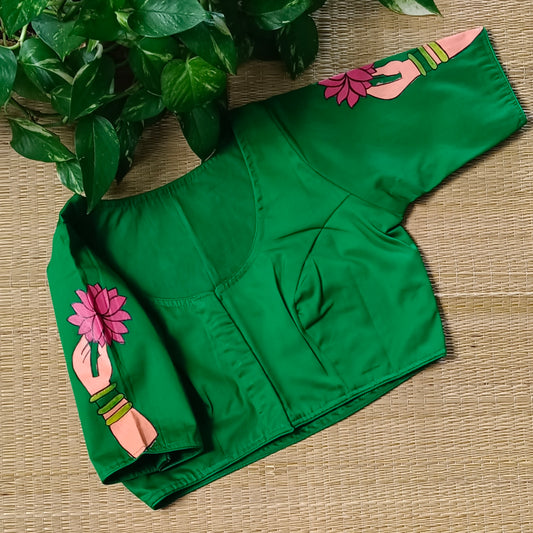 Light Green hand painted Blouse