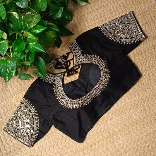 Black Sequence Work Blouse