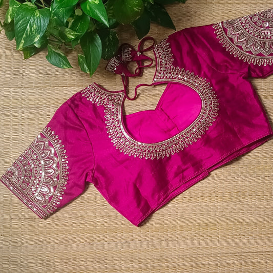 Magenta Sequence Work Blouse
