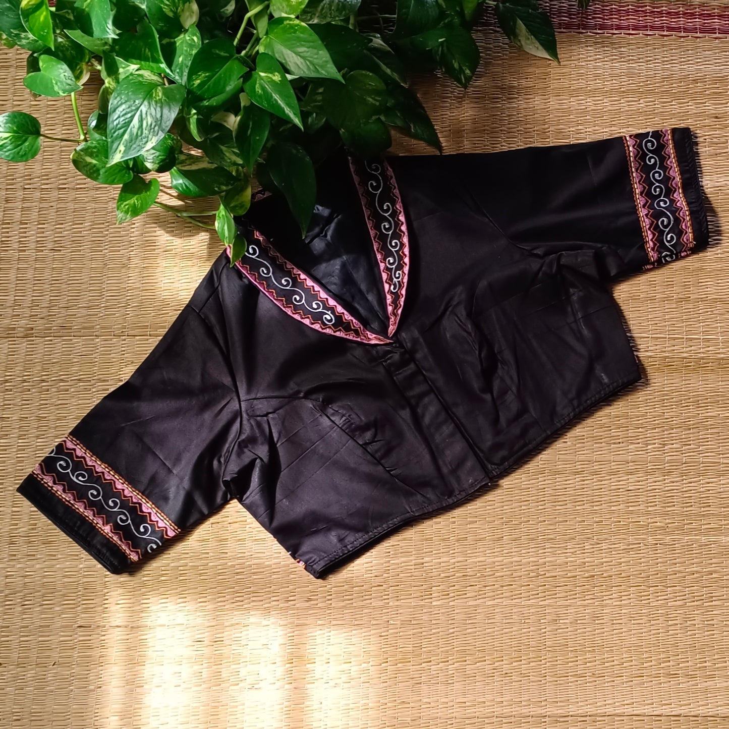 Black Kalamkari patchwork blouse