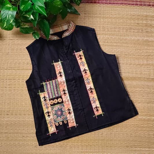 Black Applique Work long blouse