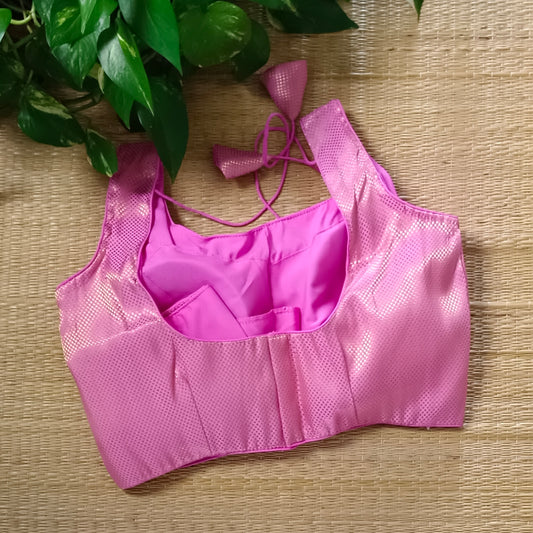 Pink Brocade Blouse with attachable sleeves (assorted)