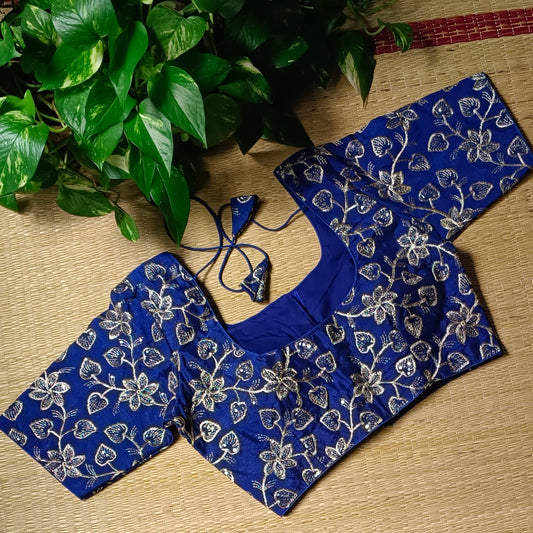 Light Navy Blue sequence embroidery blouse