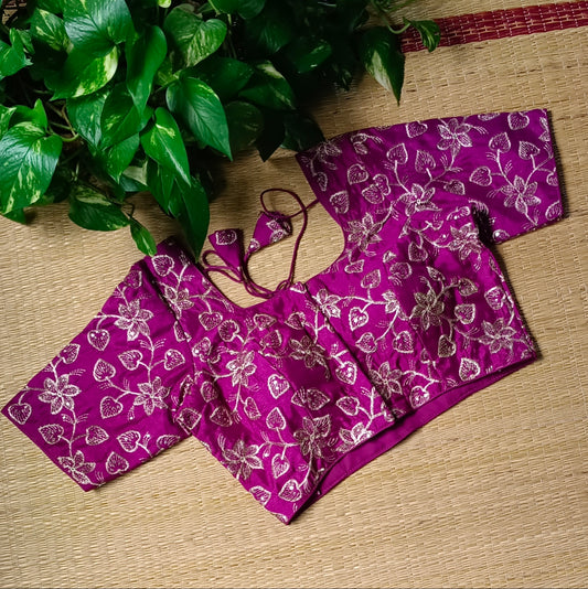 Magenta sequence embroidery blouse