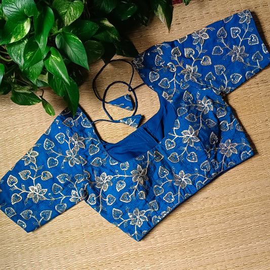 Dark Blue sequence embroidery blouse