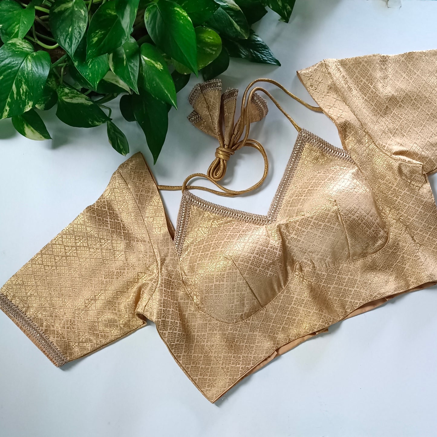 Golden Banarasi Masaba Neck Blouse