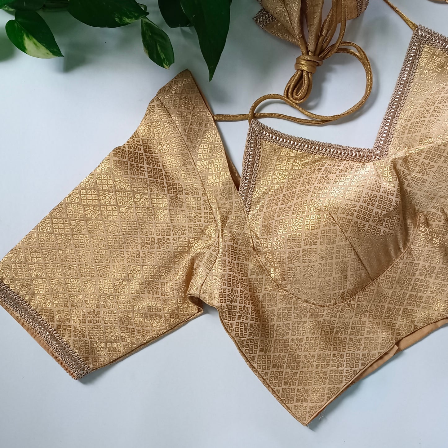 Golden Banarasi Masaba Neck Blouse