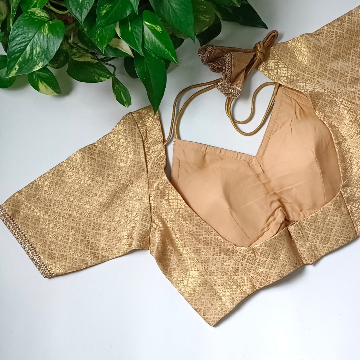 Golden Banarasi Masaba Neck Blouse