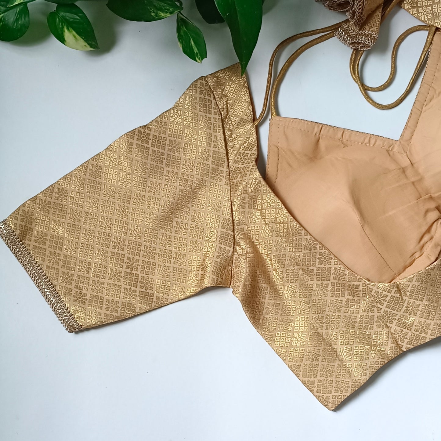 Golden Banarasi Masaba Neck Blouse