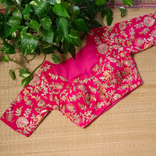 Rani pink crepe code work blouse