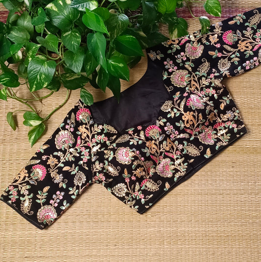 Black crepe code work blouse