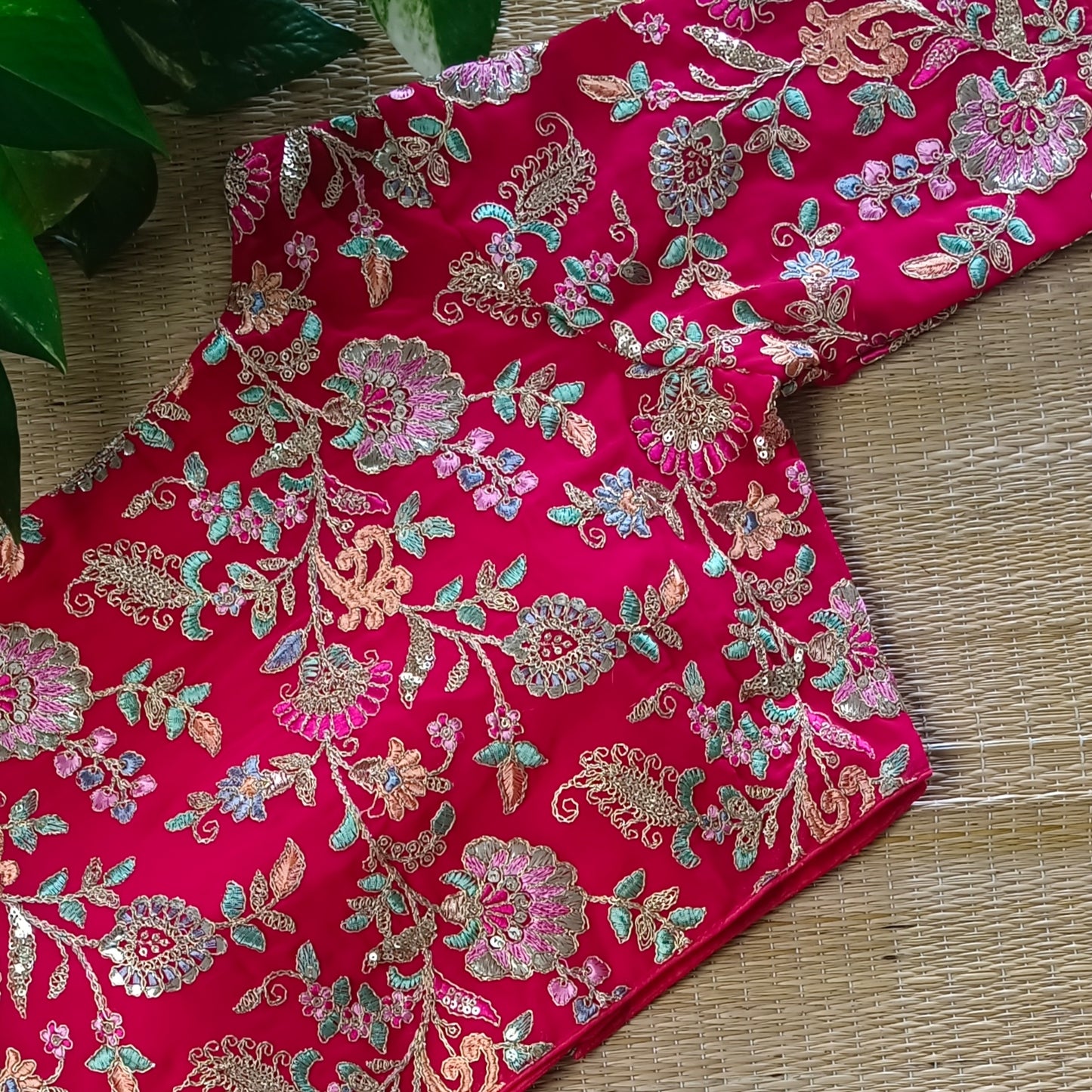 Red crepe code work blouse