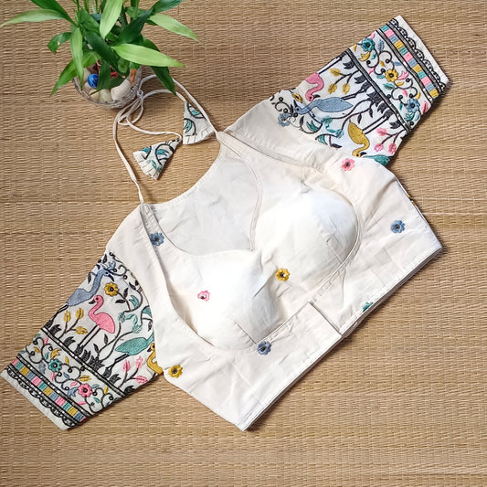 Off White Masaba Neck Jacket Blouse