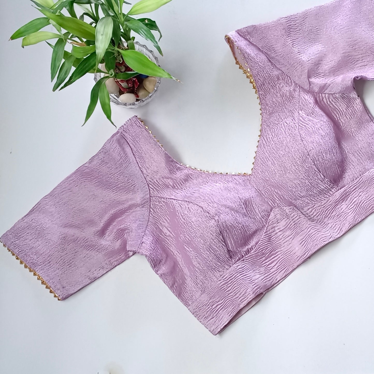 Metallic Lilac crush tissue blouse