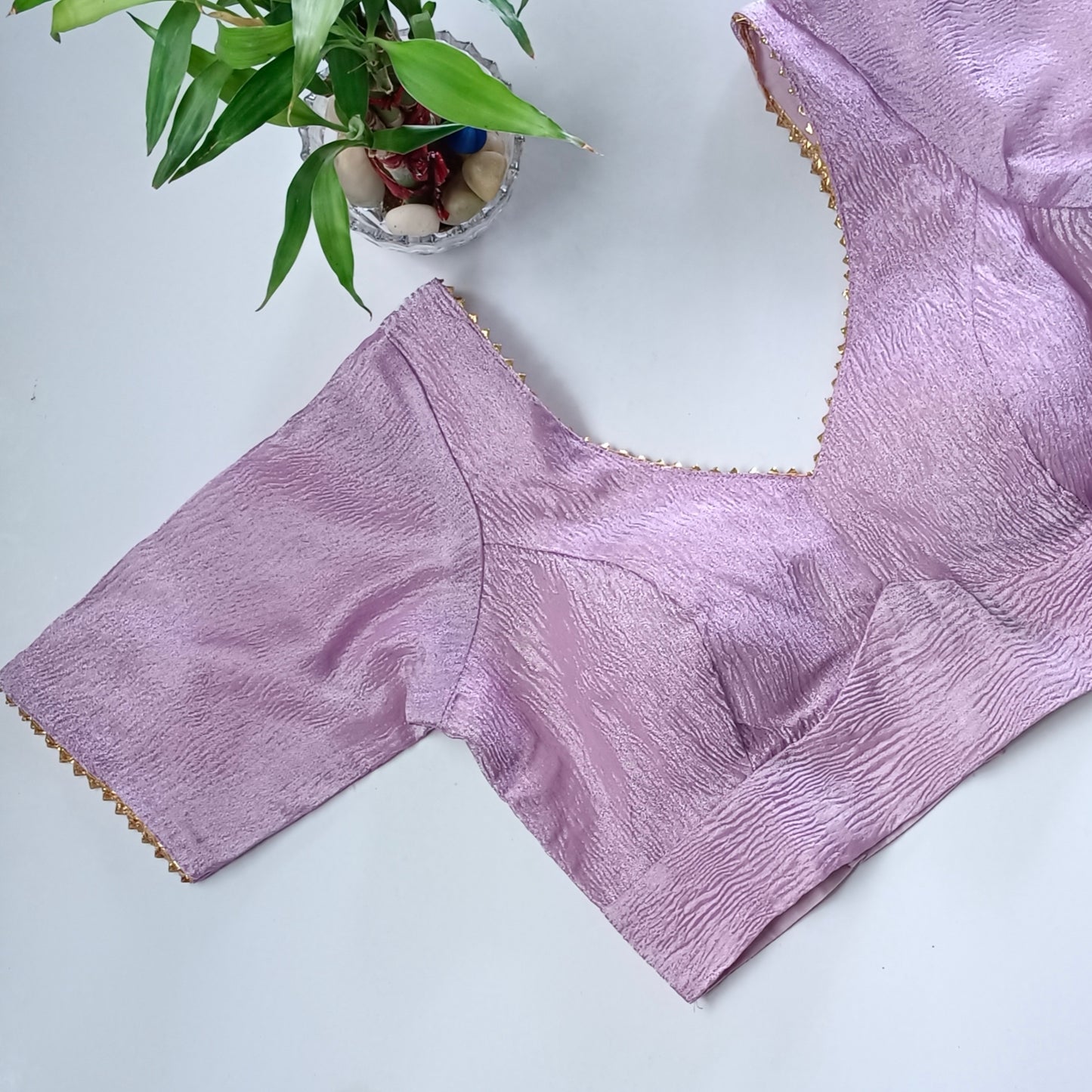Metallic Lilac crush tissue blouse