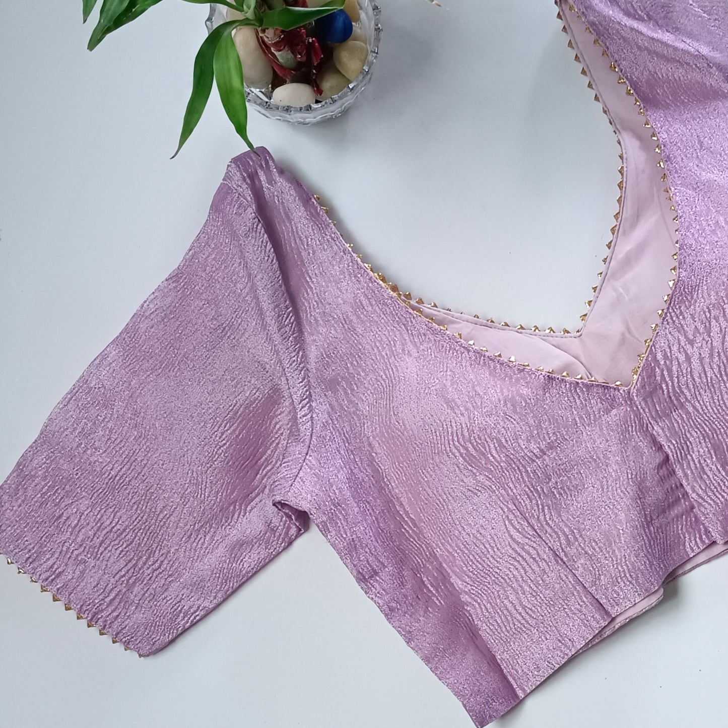 Metallic Lilac crush tissue blouse