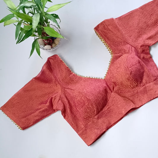 Metallic pink dual shade crush tissue blouse