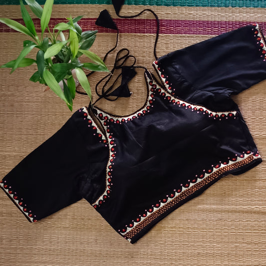 Black Masaba Neck Embroidery Blouse