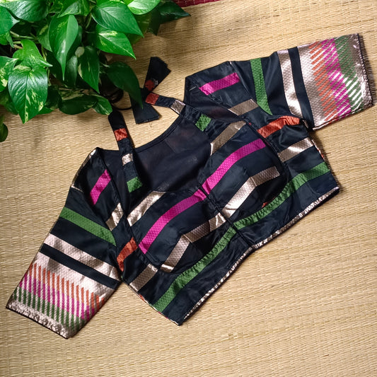 Black Multicolor Masaba Neck Blouse