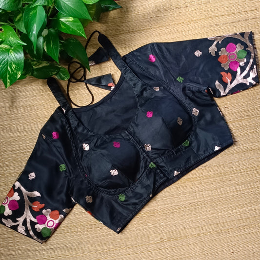 Black Multicolor Masaba Neck Blouse 1