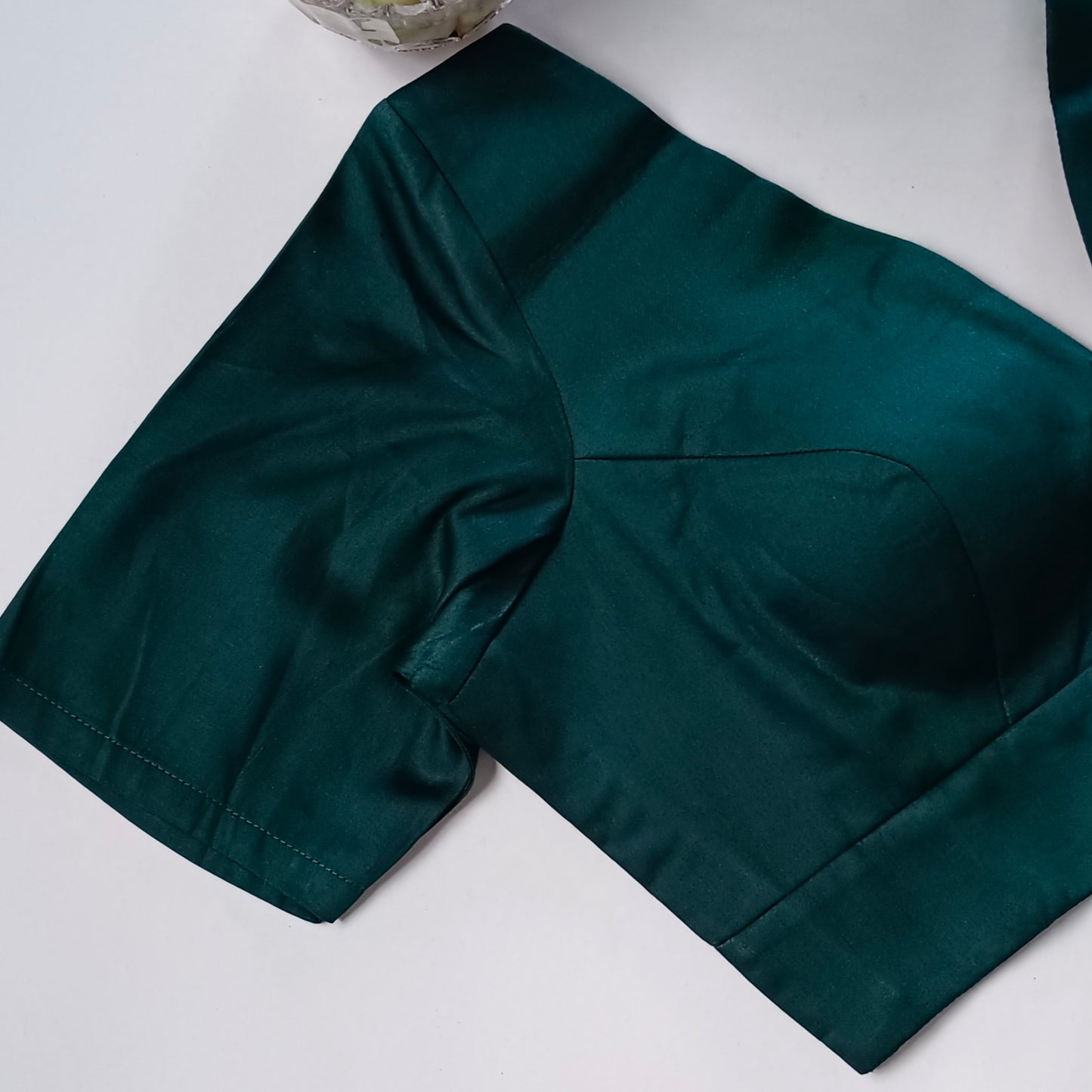 Bottle green plain V-neck blouse