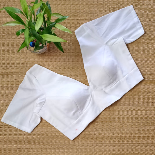 White plain V-neck blouse