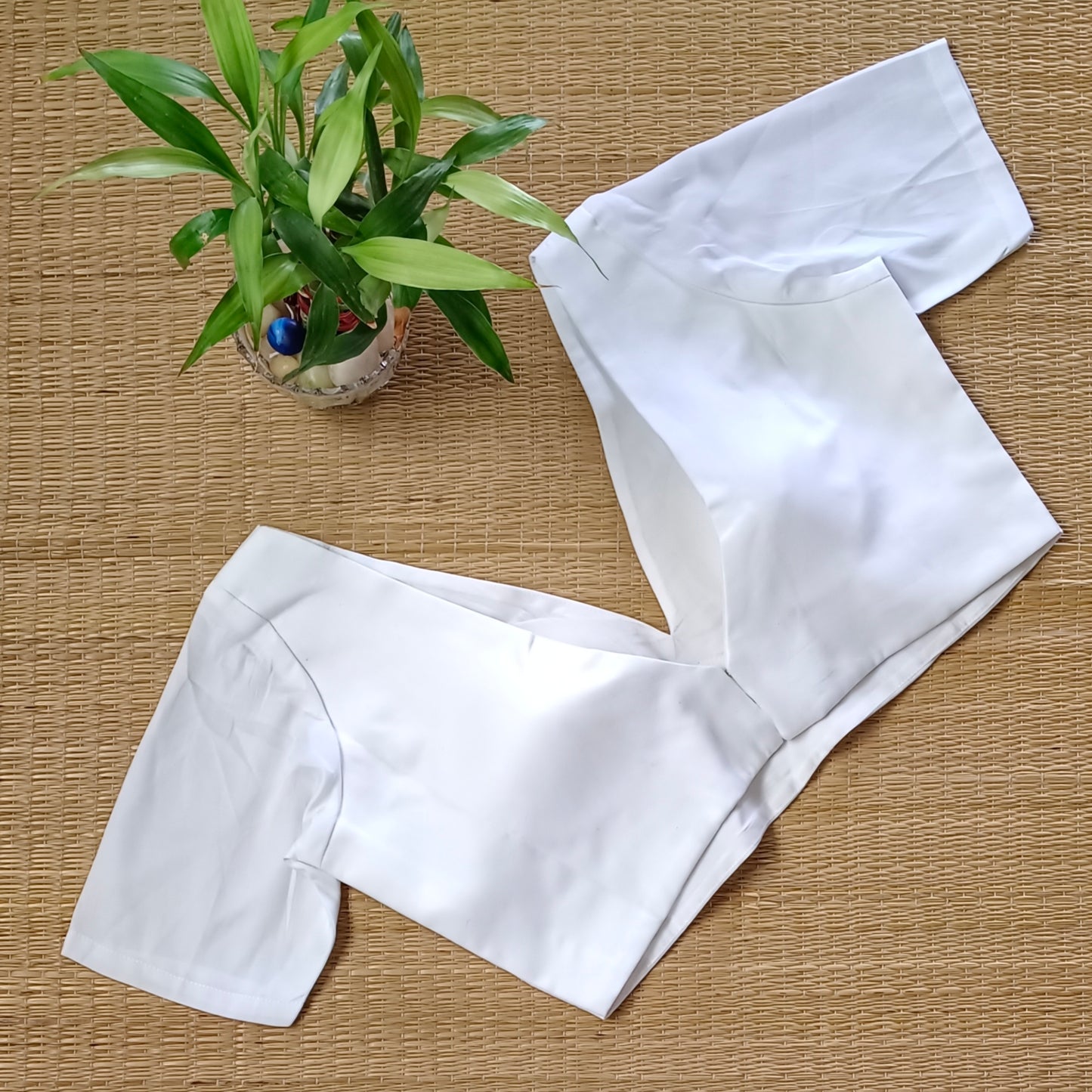 White plain V-neck blouse