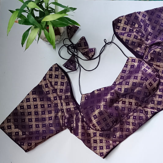 Wine brocade masaba neck blouse