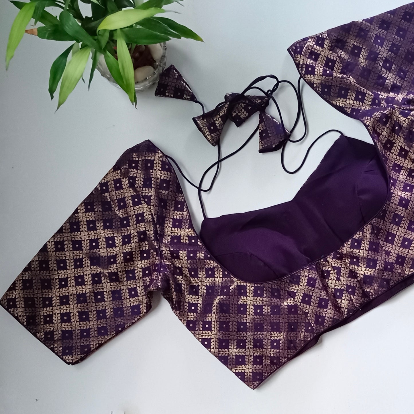 Wine brocade masaba neck blouse