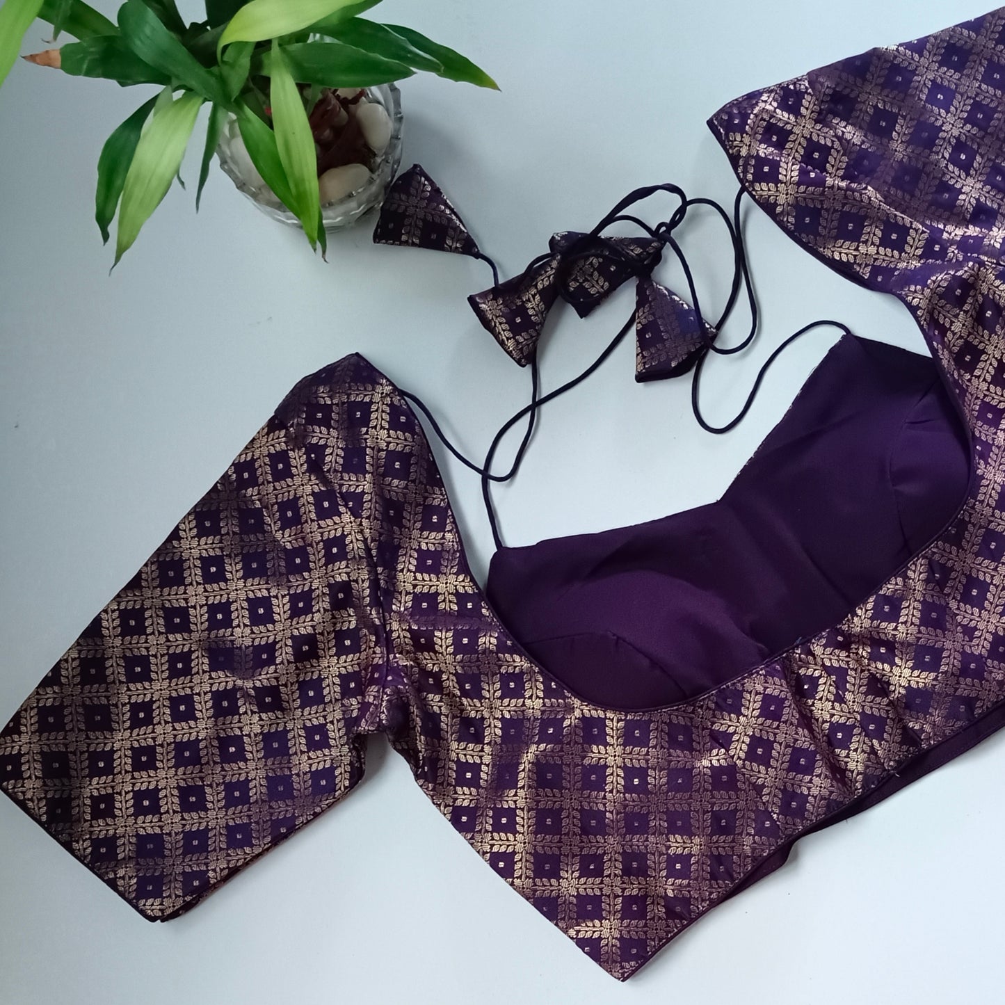 Wine brocade masaba neck blouse