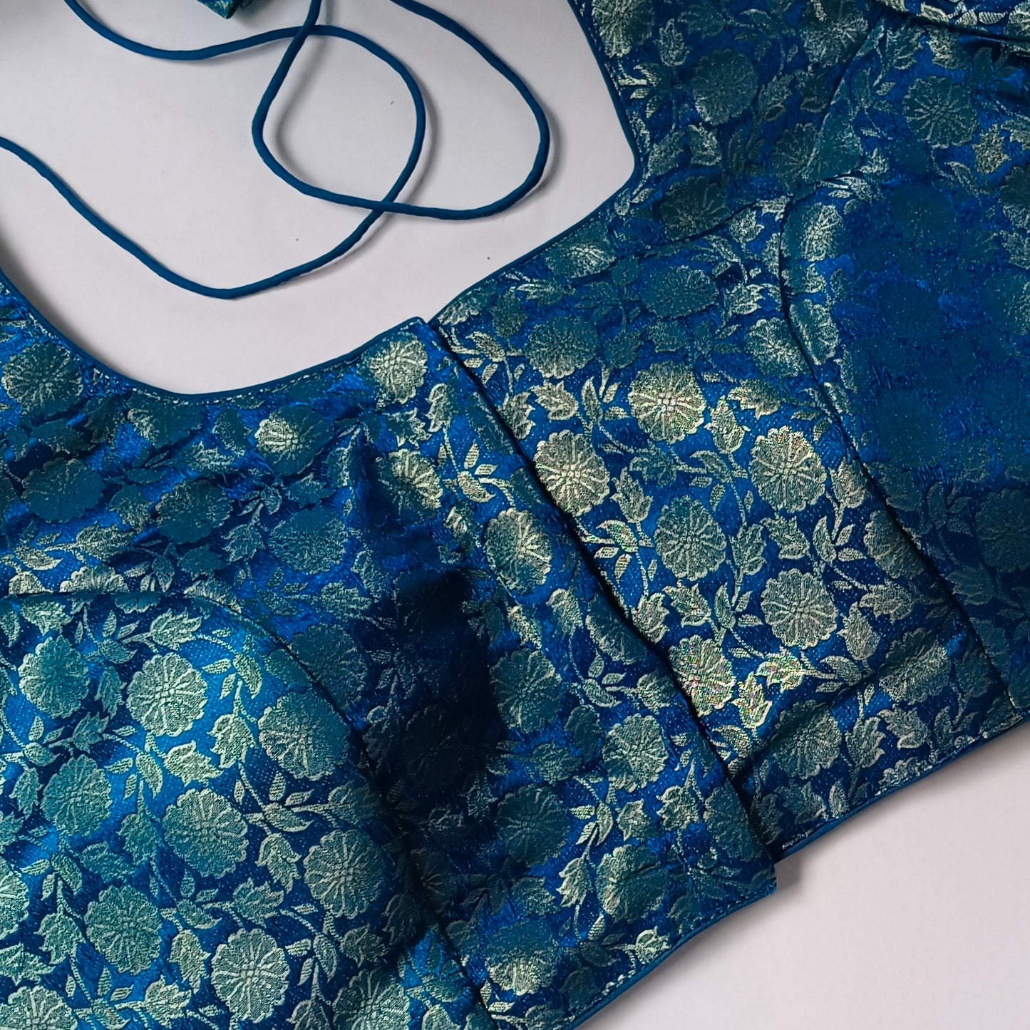 Classic Peacock Blue Brocade Blouse(assorted)