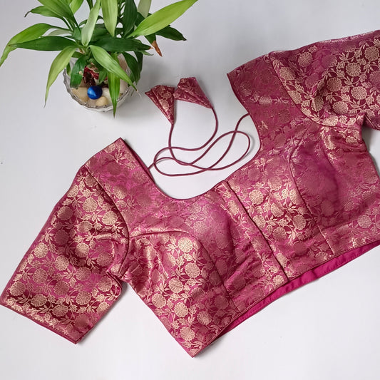 Classic Onion Pink Brocade Blouse(assorted)