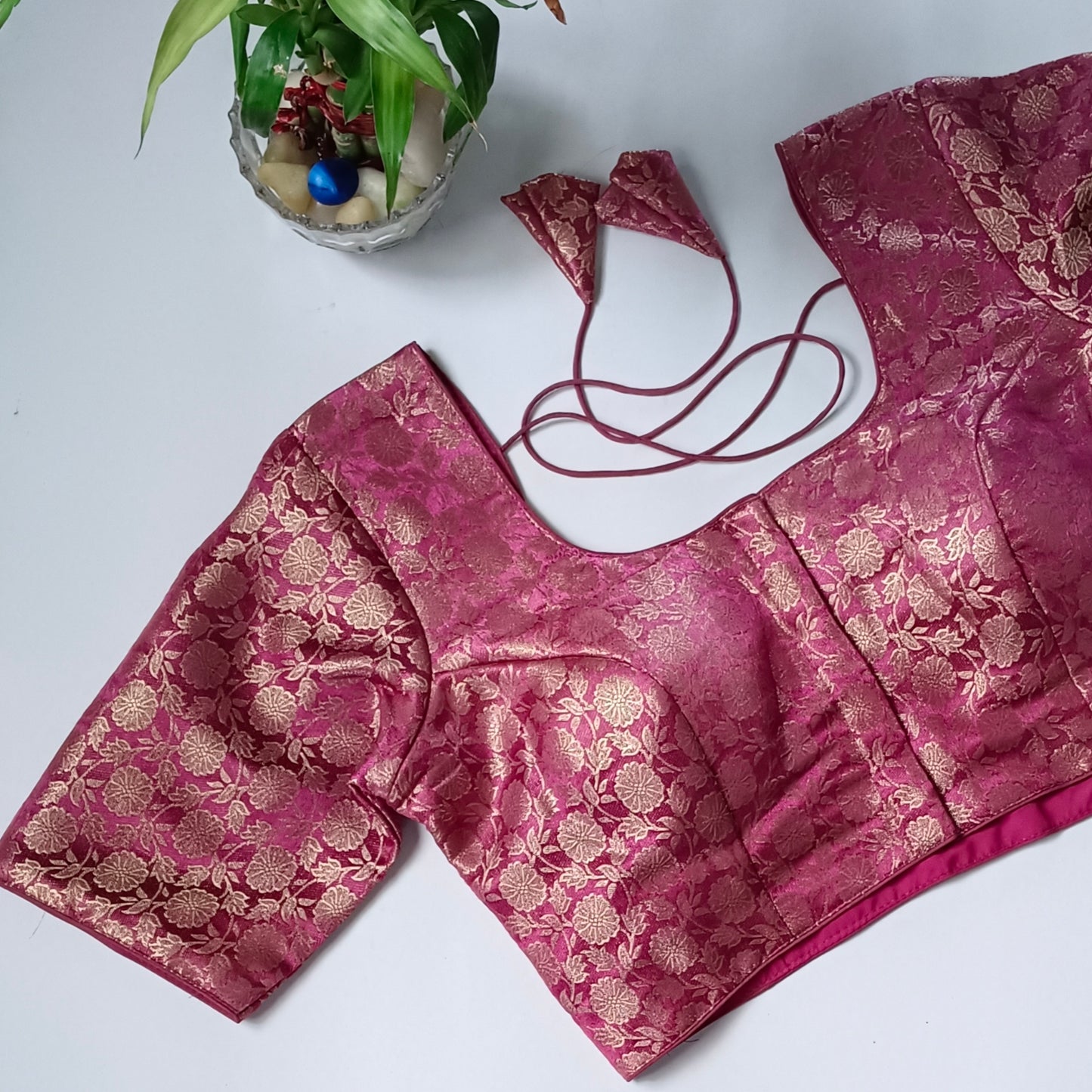 Classic Onion Pink Brocade Blouse(assorted)