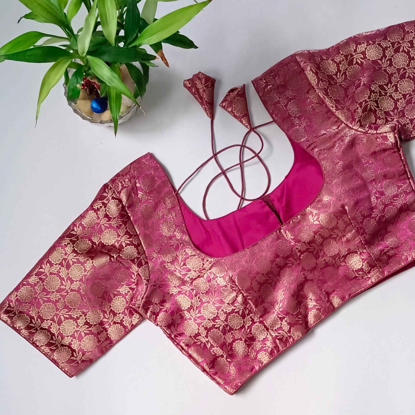 Classic Onion Pink Brocade Blouse(assorted)