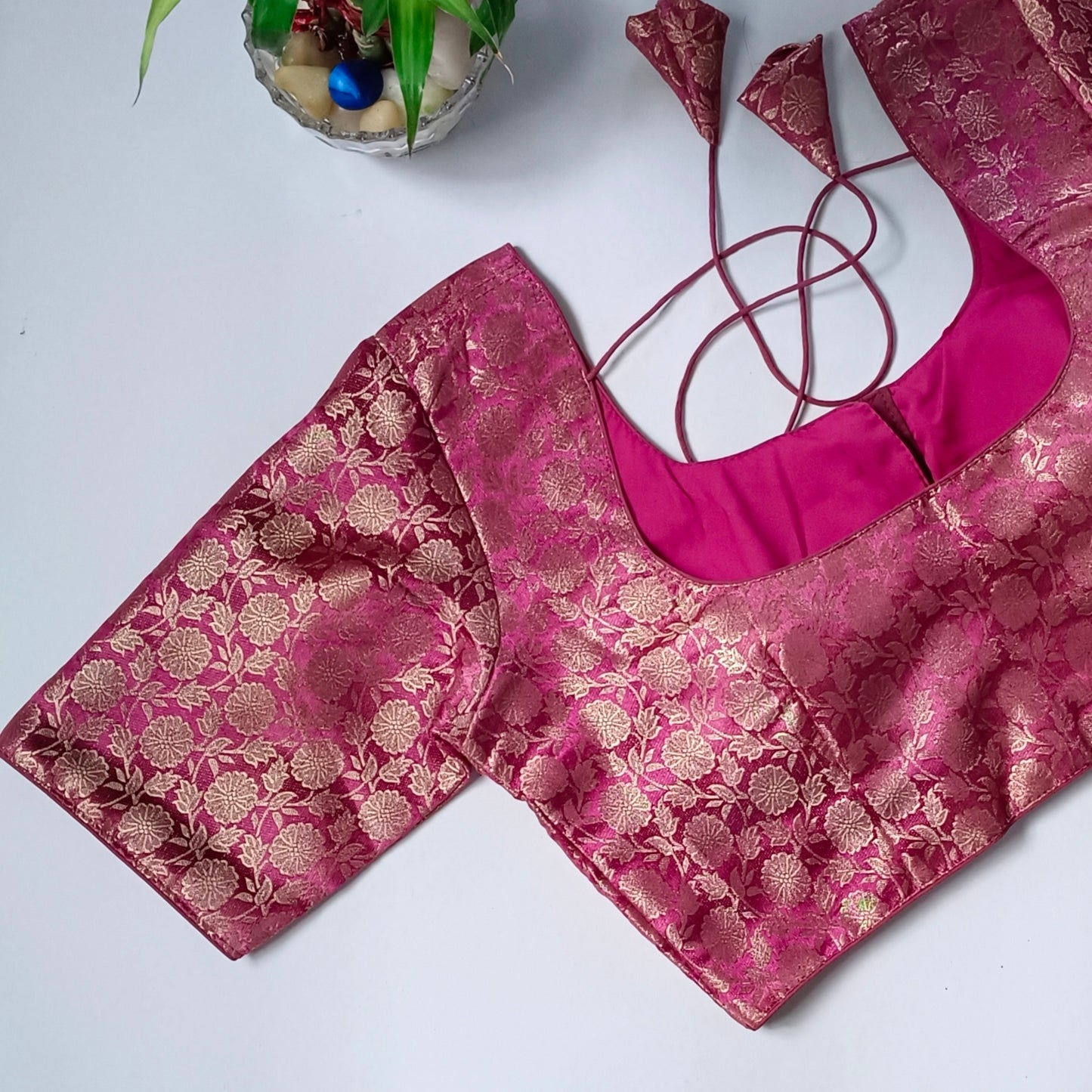 Classic Onion Pink Brocade Blouse(assorted)
