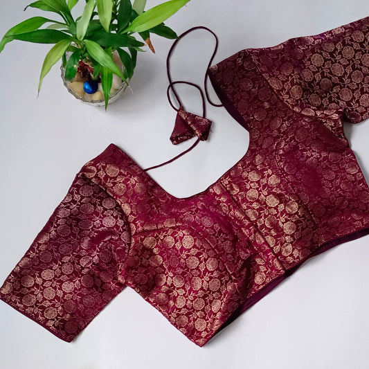 Classic Wine Brocade Blouse(assorted)
