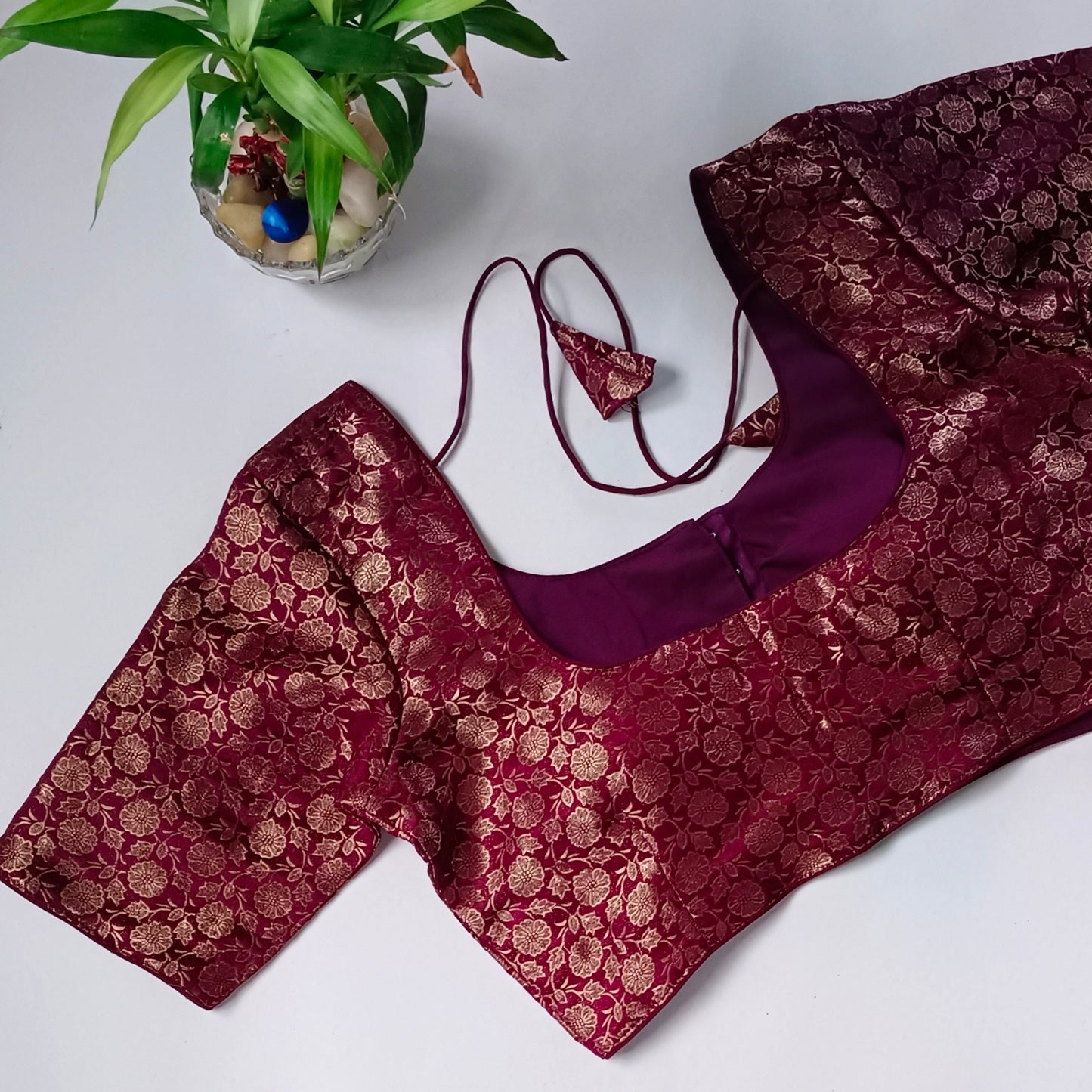 Classic Wine Brocade Blouse(assorted)