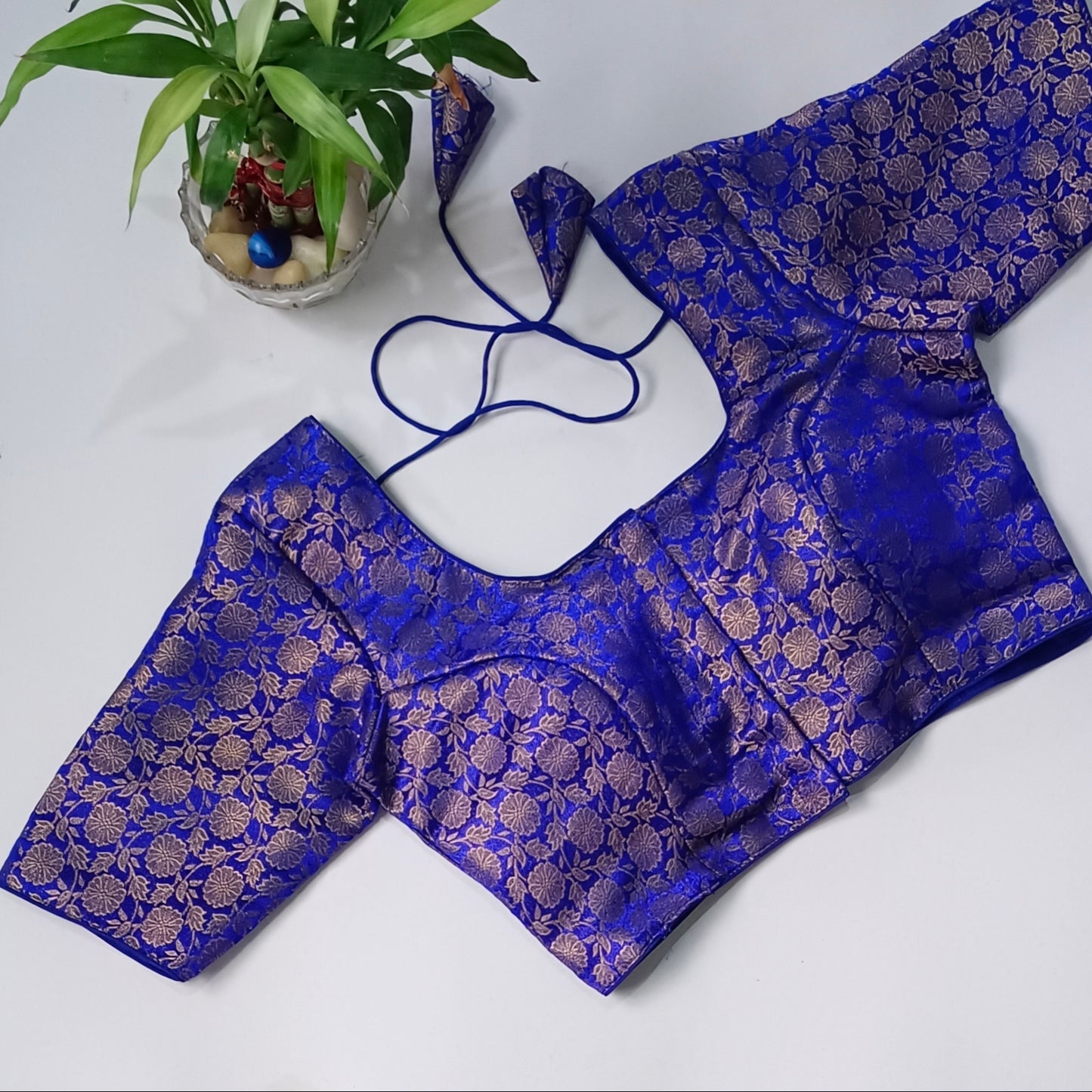 Classic Royal Blue Brocade Blouse(assorted)